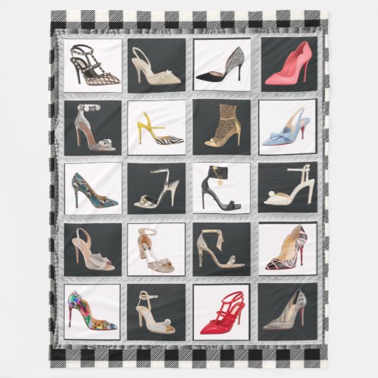 Hele Hiel Shoes Collage Stiletto Quilt Blanket Fleece Deken (Voorkant)