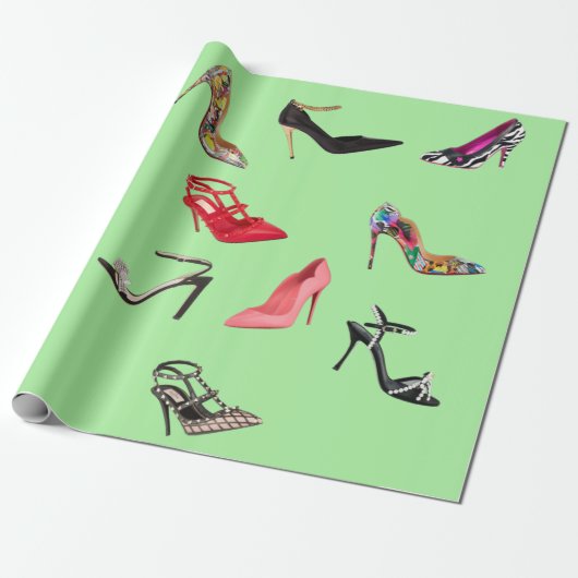 Hele Hiel Shoes Collage Stiletto wrapping papier (Uitgerold)