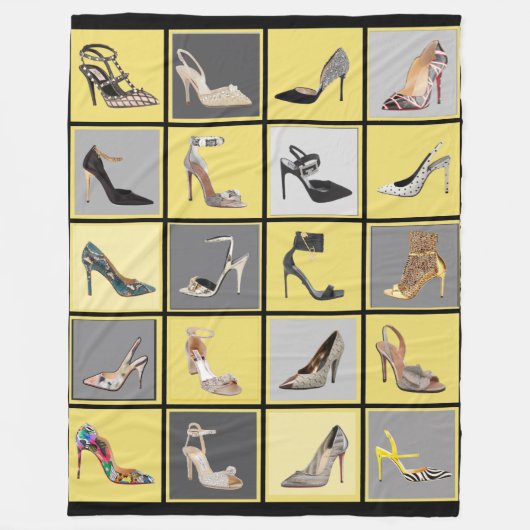 Hele Hiel Shoes Collage Stiletto Yellow Blanket Fleece Deken (Voorkant)