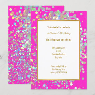 HELE HOT PINK WHITE HOLOGRAPHIC SPOT KAART