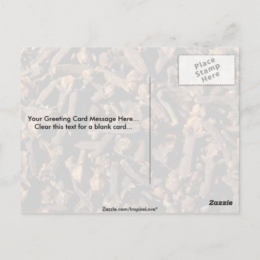 Hele kruidnagel briefkaart (Achterkant)