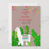Hele lama leuke verjaardagsuitnodiging Alpace Cact Kaart (Voorkant)