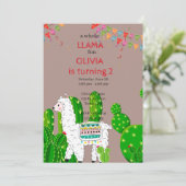 Hele lama leuke verjaardagsuitnodiging Alpace Cact Kaart (Staand voorkant)