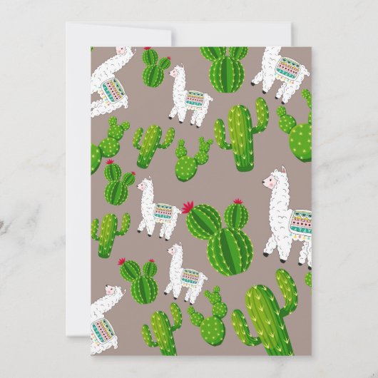 Hele lama leuke verjaardagsuitnodiging Alpace Cact Kaart (Achterkant)