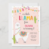 Hele lama leuke verjaardagsuitnodiging Alpace Cact Kaart (Voorkant)