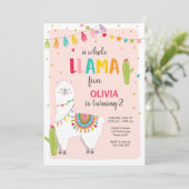 Hele lama leuke verjaardagsuitnodiging Alpace Cact Kaart (Staand voorkant)
