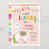 Hele lama leuke verjaardagsuitnodiging Alpace Cact Kaart (Voorkant / Achterkant)