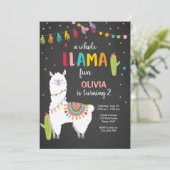 Hele lama leuke verjaardagsuitnodiging Alpace Cact Kaart (Staand voorkant)