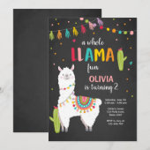 Hele lama leuke verjaardagsuitnodiging Alpace Cact Kaart (Voorkant / Achterkant)