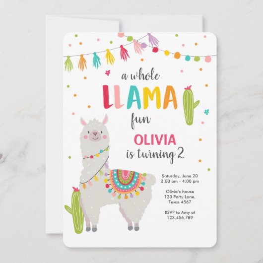 Hele lama leuke verjaardagsuitnodiging Alpace Fies Kaart (Voorkant)