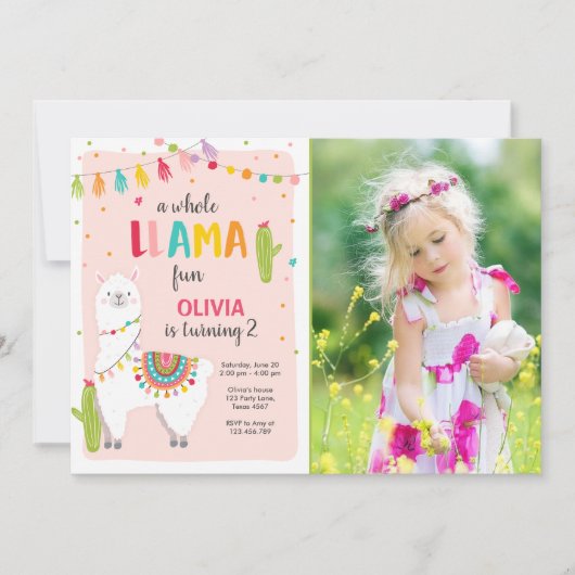 Hele lama leuke verjaardagsuitnodiging Alpace Fies Kaart (Voorkant)