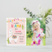 Hele lama leuke verjaardagsuitnodiging Alpace Fies Kaart (Staand voorkant)