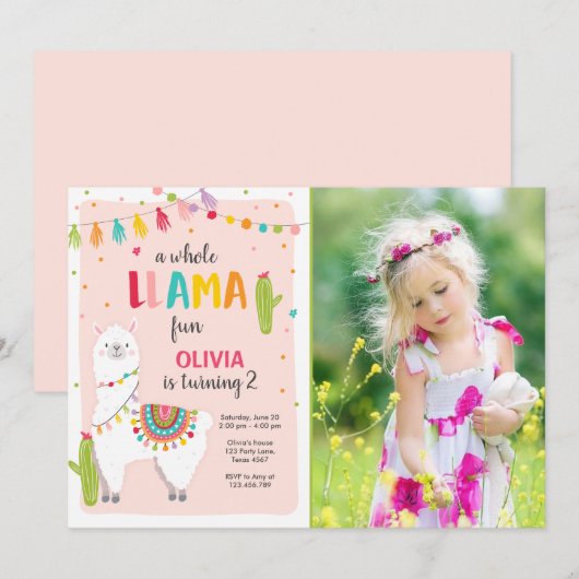 Hele lama leuke verjaardagsuitnodiging Alpace Fies Kaart (Voorkant / Achterkant)