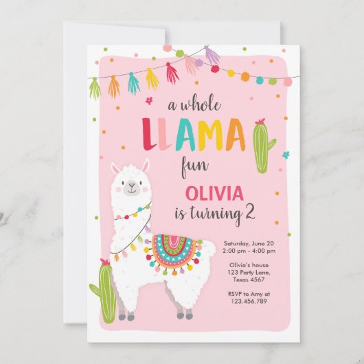 Hele lama leuke verjaardagsuitnodiging Alpace Fies Kaart (Voorkant)