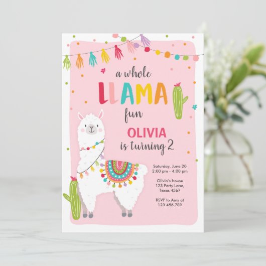 Hele lama leuke verjaardagsuitnodiging Alpace Fies Kaart (Staand voorkant)