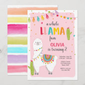 Hele lama leuke verjaardagsuitnodiging Alpace Fies Kaart (Voorkant / Achterkant)