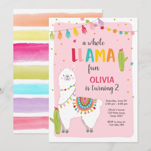 Hele lama leuke verjaardagsuitnodiging Alpace Fies Kaart (Voorkant / Achterkant)