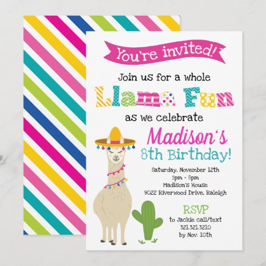 Hele Lama Plezier - Lama Verjaardagsfeestje Kaart (Voorkant / Achterkant)