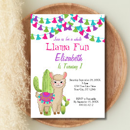 Hele Lama Plezier Roze Paarse Cactus Baby Shower Kaart