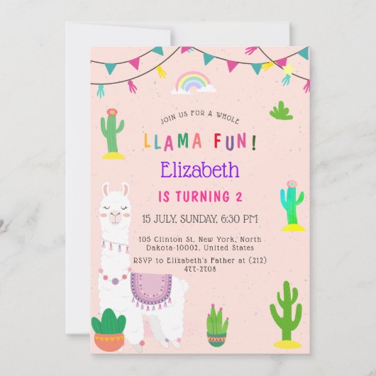 Hele Llama Alpaca Cactus Leuke Kinderen Verjaardag Kaart (Voorkant)