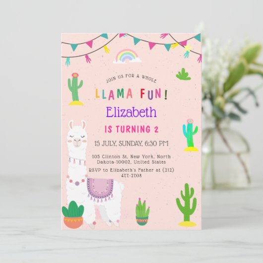 Hele Llama Alpaca Cactus Leuke Kinderen Verjaardag Kaart (Staand voorkant)