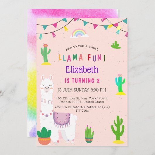 Hele Llama Alpaca Cactus Leuke Kinderen Verjaardag Kaart (Voorkant / Achterkant)