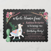 Hele Llama Fun. 1e uitnodiging van de partij van B (Voorkant / Achterkant)