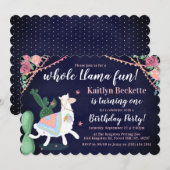 Hele Llama Fun. 1e uitnodiging van de partij van B (Voorkant / Achterkant)