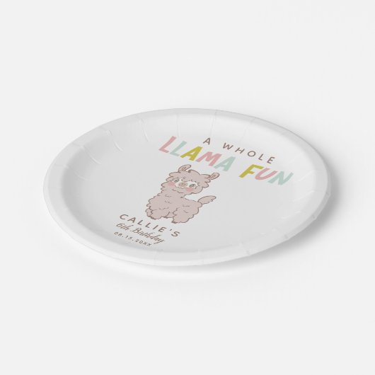 Hele Llama Fun Alpaca Verjaardagsfeest Papieren Bordje (Gekanteld)