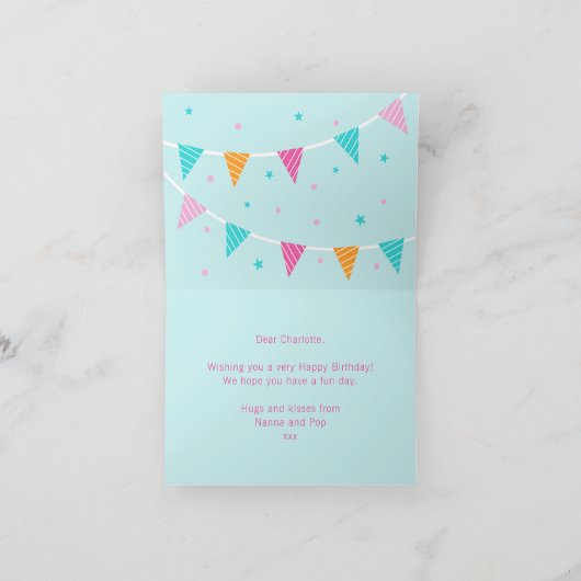 Hele Llama Fun Cake 2e Aqua Happy Birthday Kaart (Binnen)