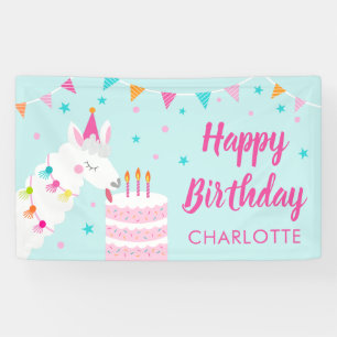 Hele Llama Fun Cake 3e verjaardag Aqua Spandoek