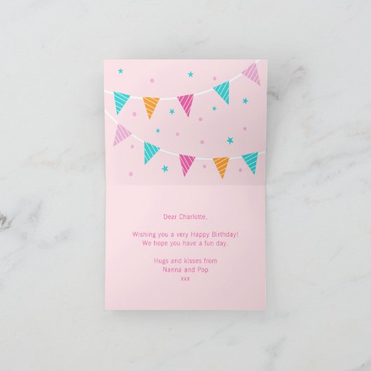 Hele Llama Fun Cake 3rd roze Happy Birthday Kaart (Binnen)