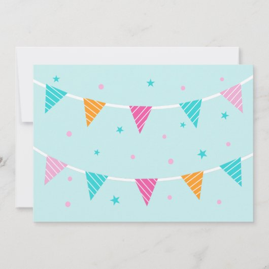 Hele Llama Fun Cake 4th Birthday Aqua Kaart (Achterkant)