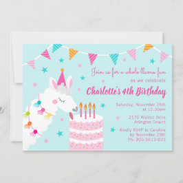 Hele Llama Fun Cake 4th Birthday Aqua Kaart