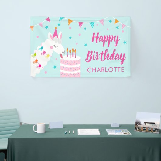 Hele Llama Fun Cake 4th Birthday Aqua Spandoek (Beurs)