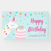 Hele Llama Fun Cake 4th Birthday Aqua Spandoek (Horizontaal)