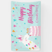 Hele Llama Fun Cake 4th Birthday Aqua Spandoek (Verticaal)