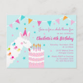 Hele Llama Fun Cake 4th Birthday Aqua Uitnodiging Briefkaart (Voorkant)