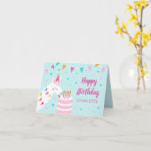 Hele Llama Fun Cake 5e Aqua Happy Birthday Kaart (Gele Bloem)