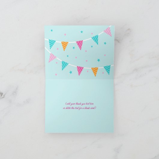 Hele Llama Fun Cake 5th Birthday Aqua Bedankkaart (Binnen)