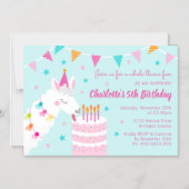 Hele Llama Fun Cake 5th Birthday Aqua Magnetische Uitnodiging (Voorkant)