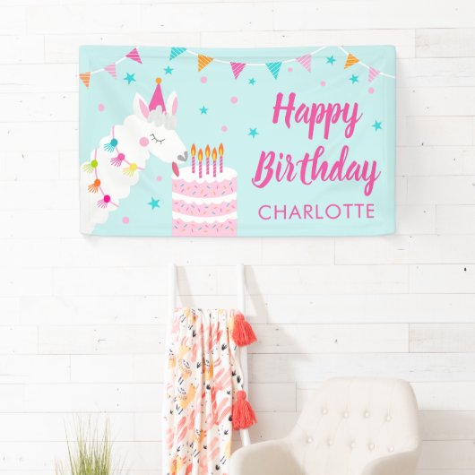 Hele Llama Fun Cake 5th Birthday Aqua Spandoek (Insitu)