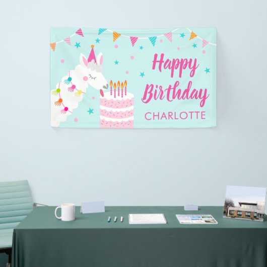 Hele Llama Fun Cake 5th Birthday Aqua Spandoek (Beurs)