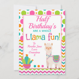 Hele Llama Fun Halve Verjaardag Feestdagenkaart
