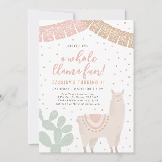 Hele Llama Fun Llama Alpaca Meisje Verjaardag Kaart (Voorkant)
