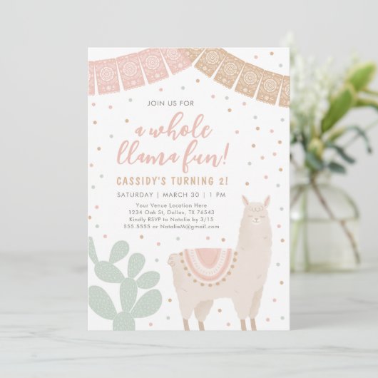 Hele Llama Fun Llama Alpaca Meisje Verjaardag Kaart (Staand voorkant)