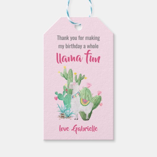 Hele Llama Fun - Llama Party Roze Dank u Labels Cadeaulabel (Voorkant)