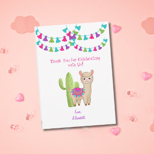 Hele Llama Fun Pink Paarse Cactus Kind Birthday Bedankkaart