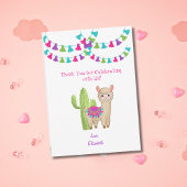 Hele Llama Fun Pink Paarse Cactus Kind Birthday Bedankkaart