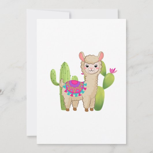 Hele Llama Fun Pink Paarse Cactus Kind Birthday Kaart (Achterkant)